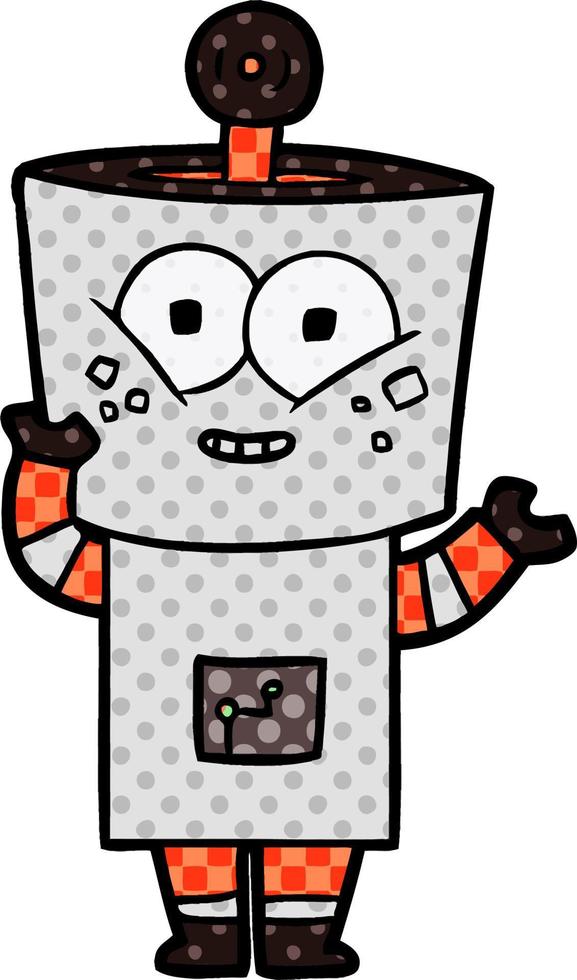 happy cartoon robot waving hello vector