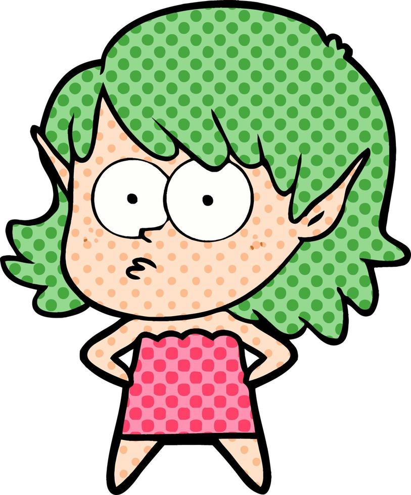 cartoon elf girl staring vector