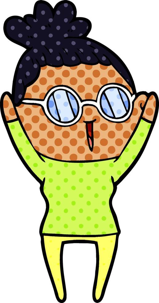 cartoon woman wearing spectacles vector
