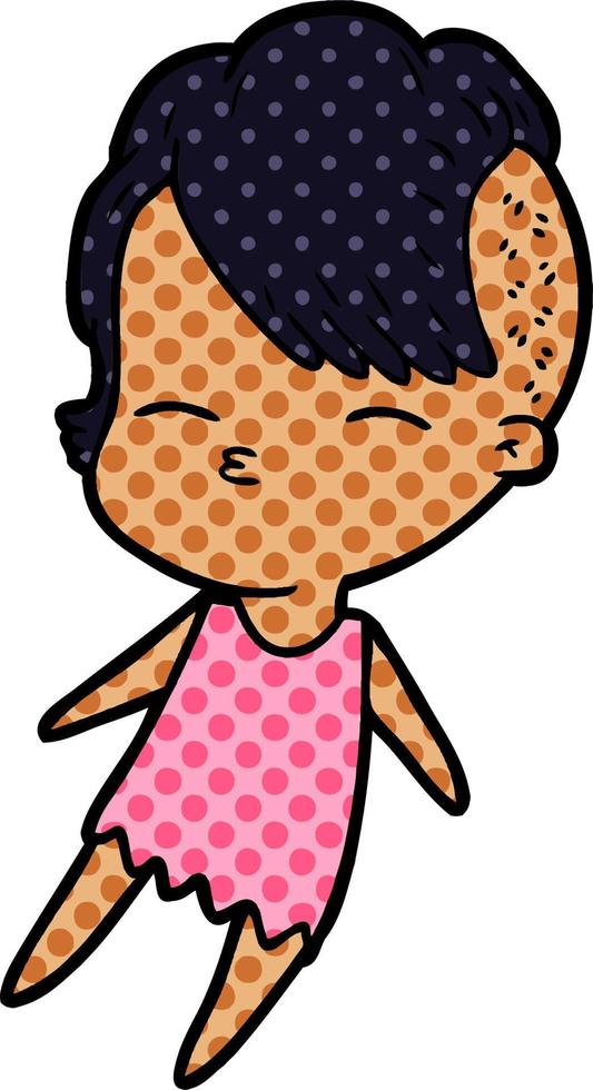 cartoon squinting girl vector