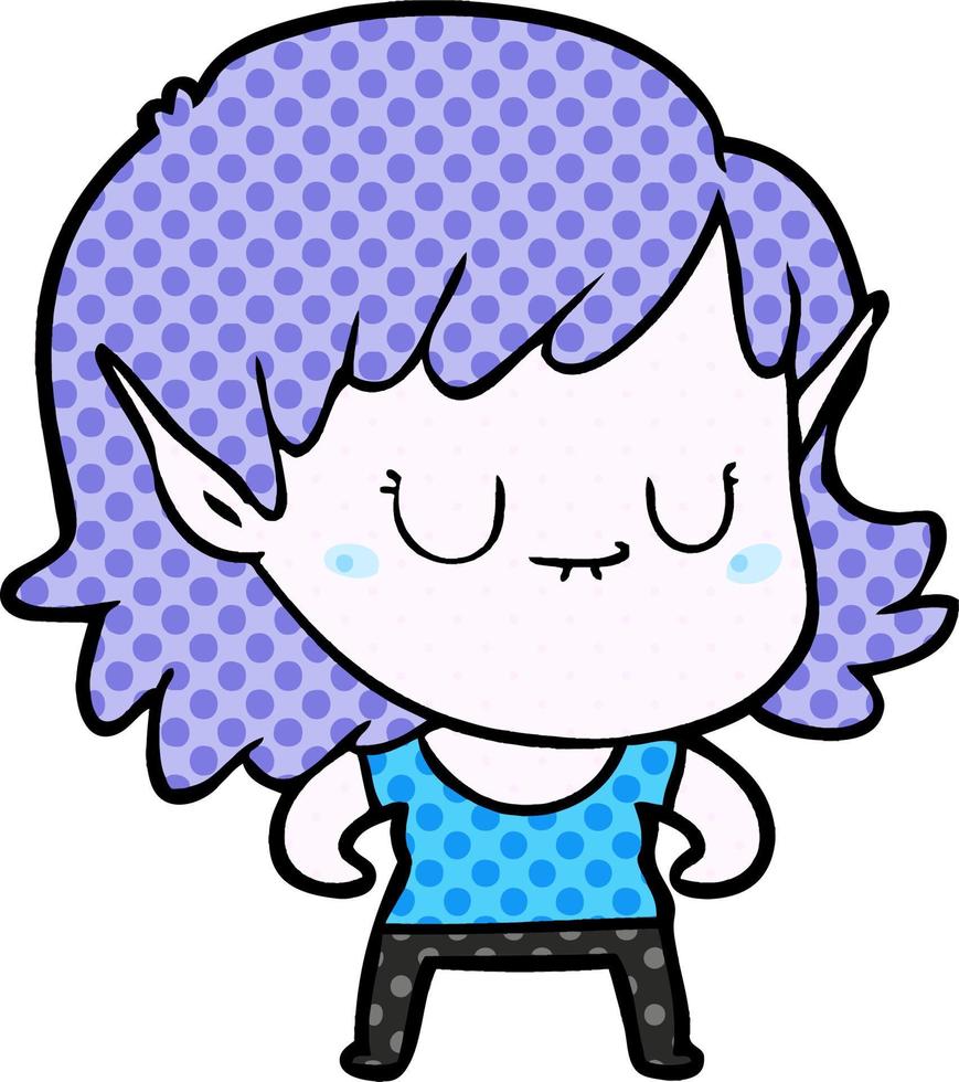 niña elfa feliz de dibujos animados vector