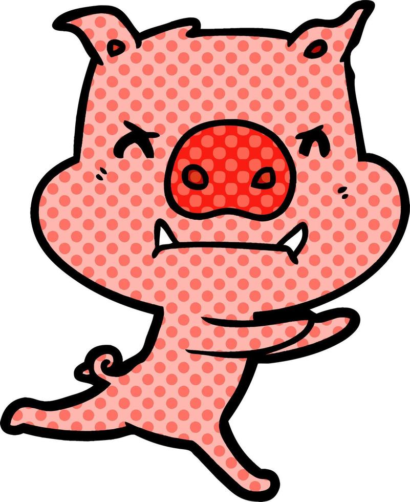 cerdo de dibujos animados enojado vector
