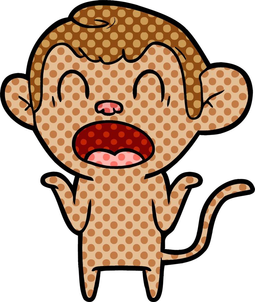 shouting cartoon monkey shrugging shoulders vector