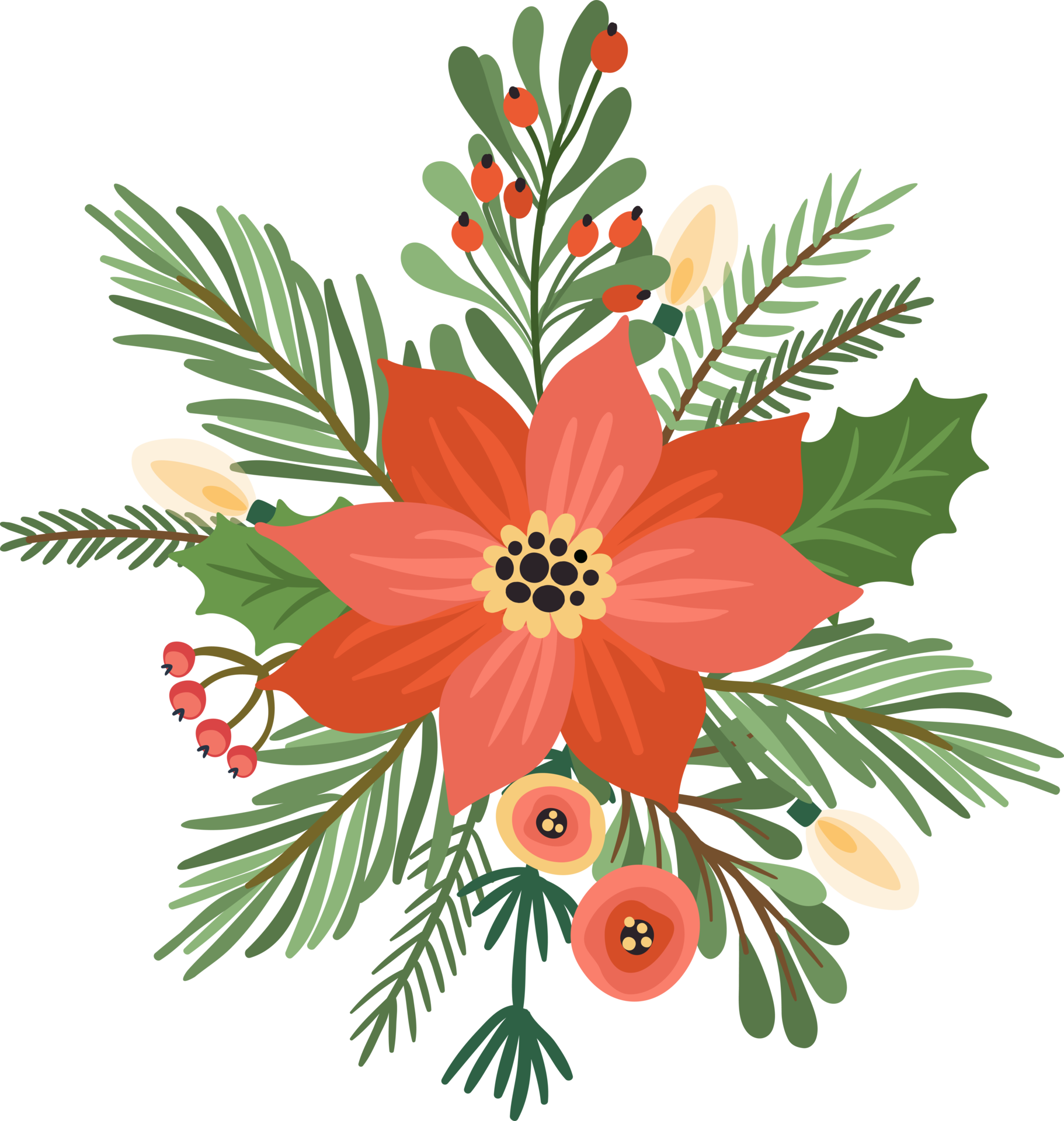 Christmas flowers. Isolated illustration. 12421345 PNG