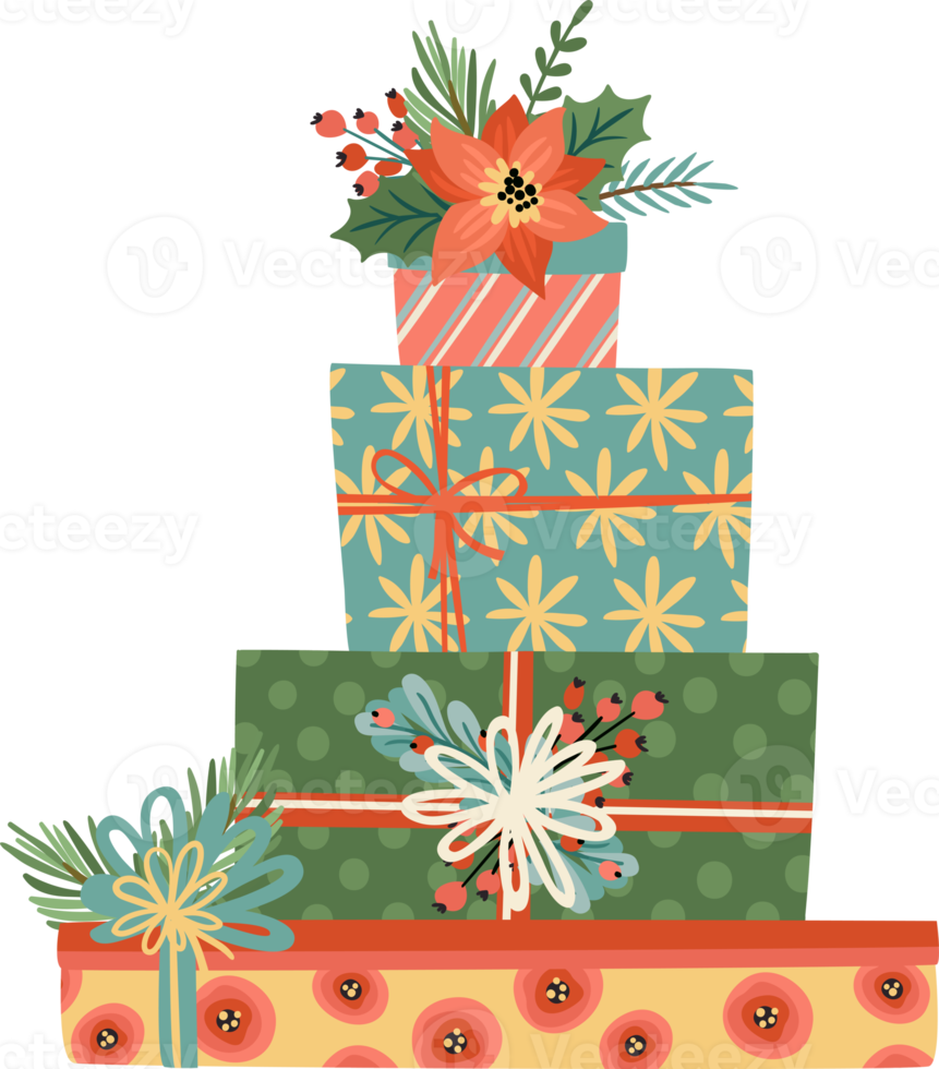 Christmas and Happy New Year illustration gift boxes png
