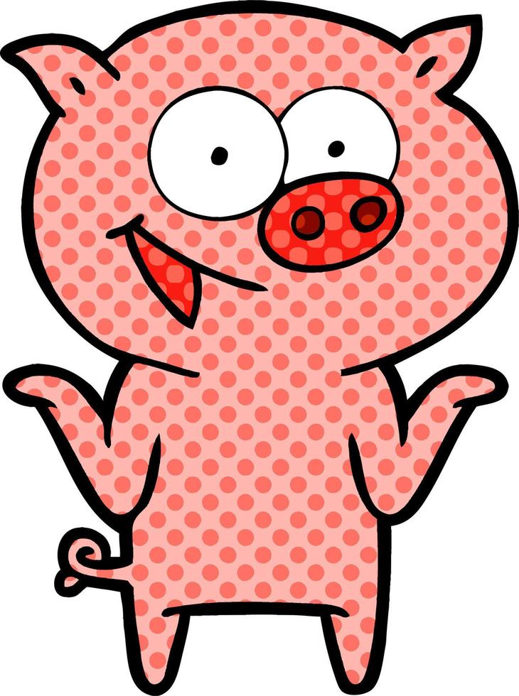 cartoon pig with no worries vector