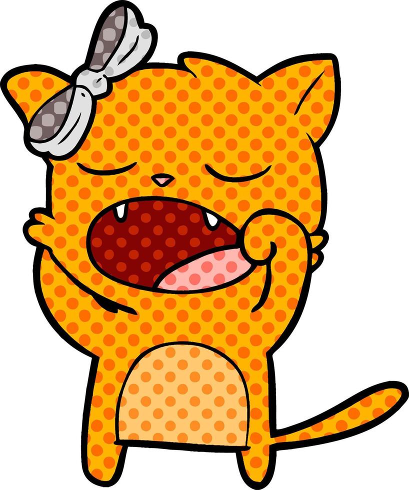 cartoon yawning cat vector