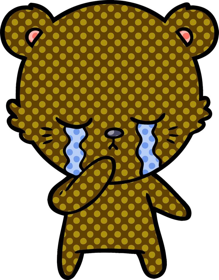 crying cartoon bear vector