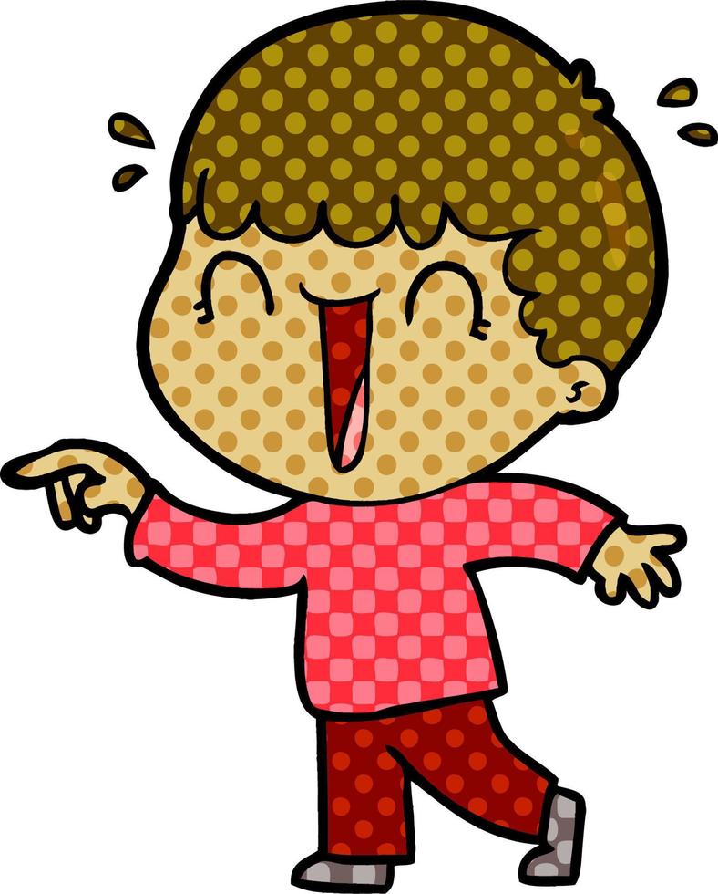 laughing cartoon man pointing vector