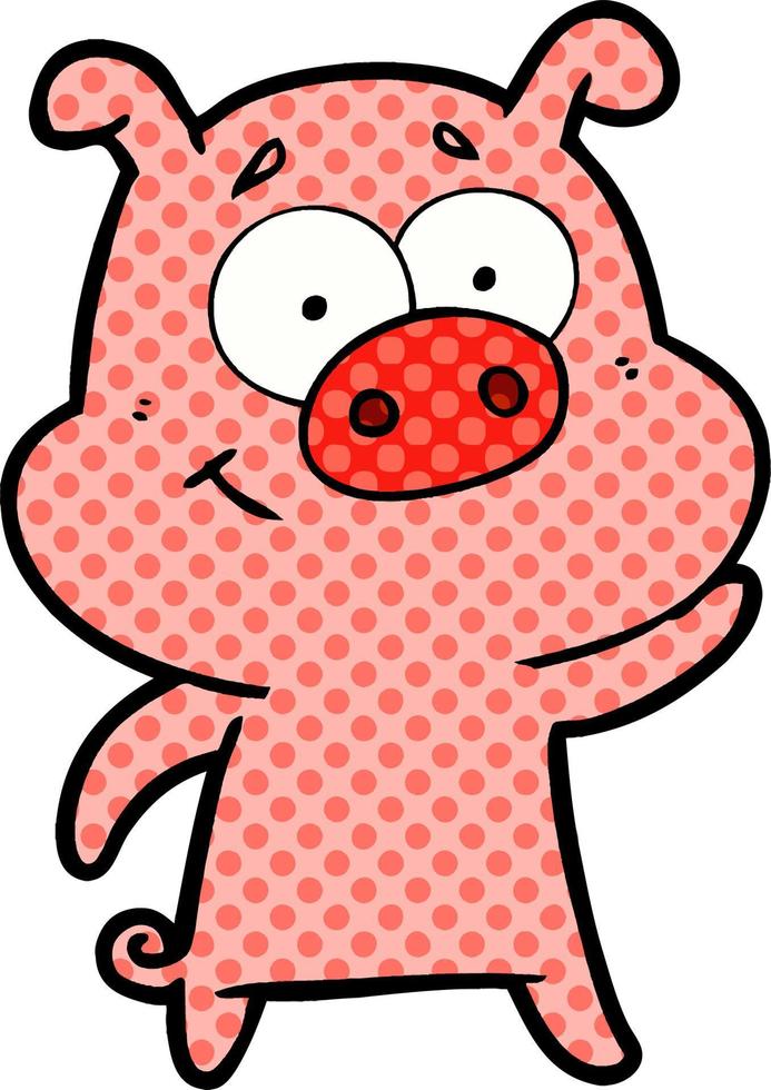 happy cartoon pig vector