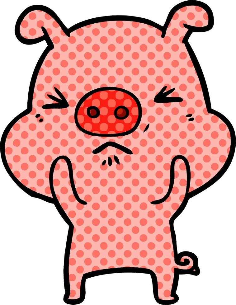 cartoon angry pig vector