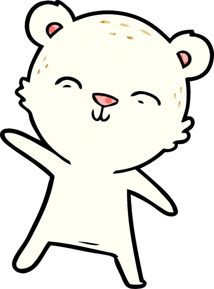 happy cartoon polar bear pointing vector