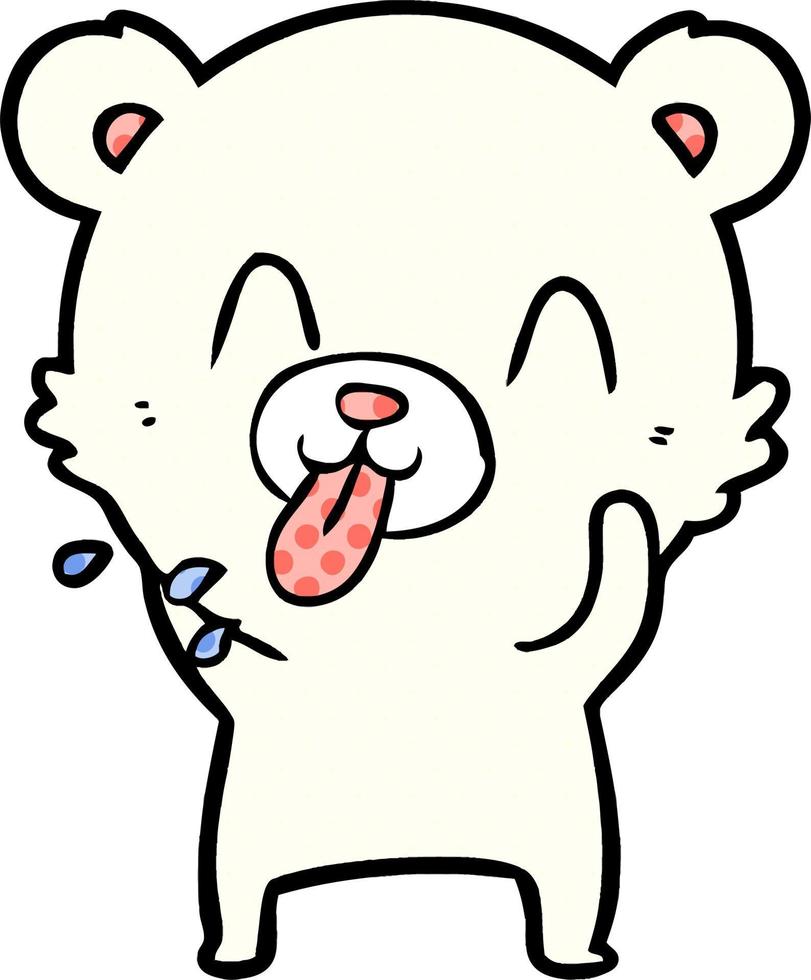 rude cartoon polar bear sticking out tongue vector