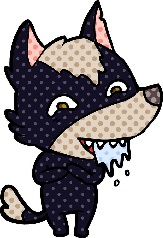 cartoon hungry wolf vector