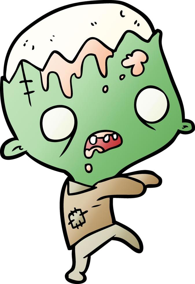 lindo zombi de dibujos animados vector