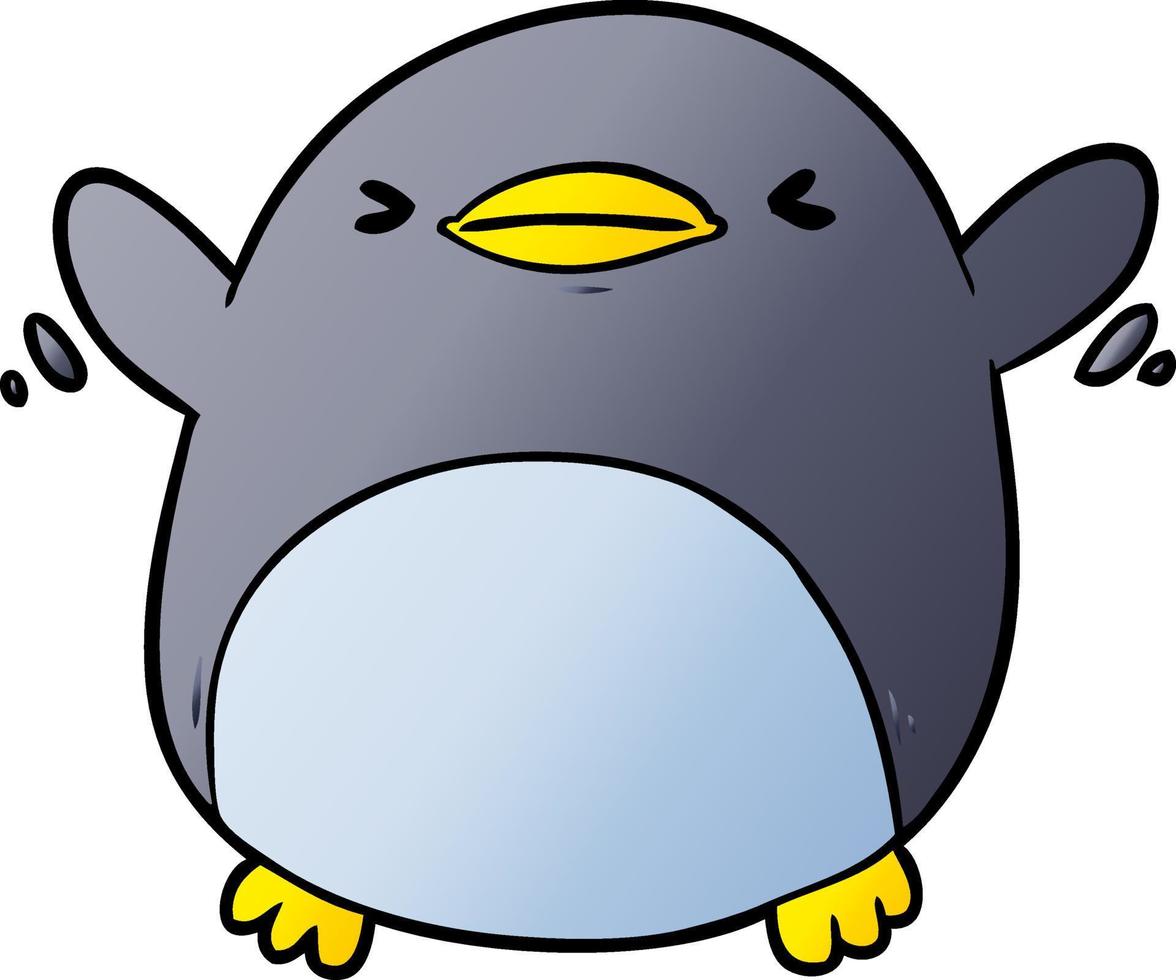 cute cartoon penguin flapping wings vector