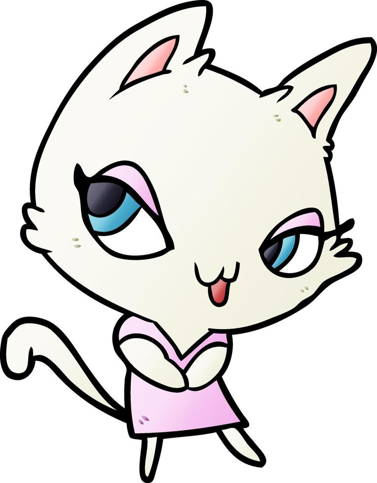 cute cartoon female cat vector