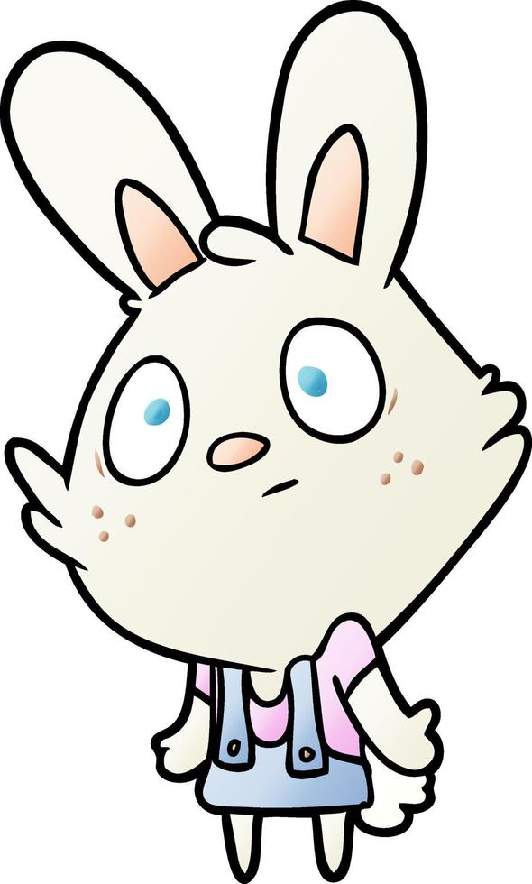 cute cartoon rabbit shrugging shoulders vector