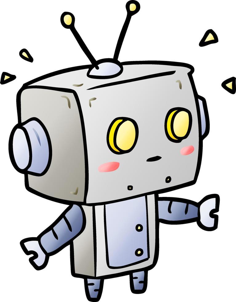 cute cartoon surprised robot vector
