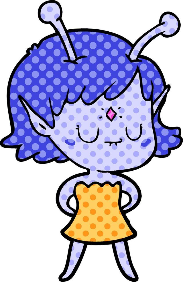 cartoon alien girl vector