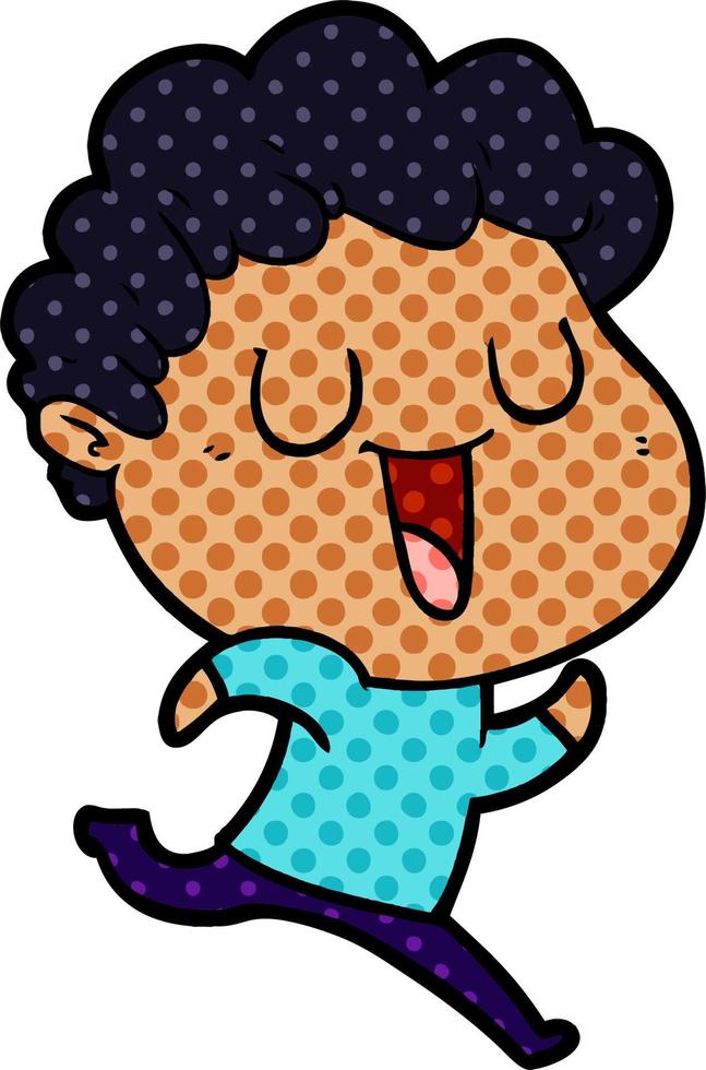 laughing cartoon man running vector