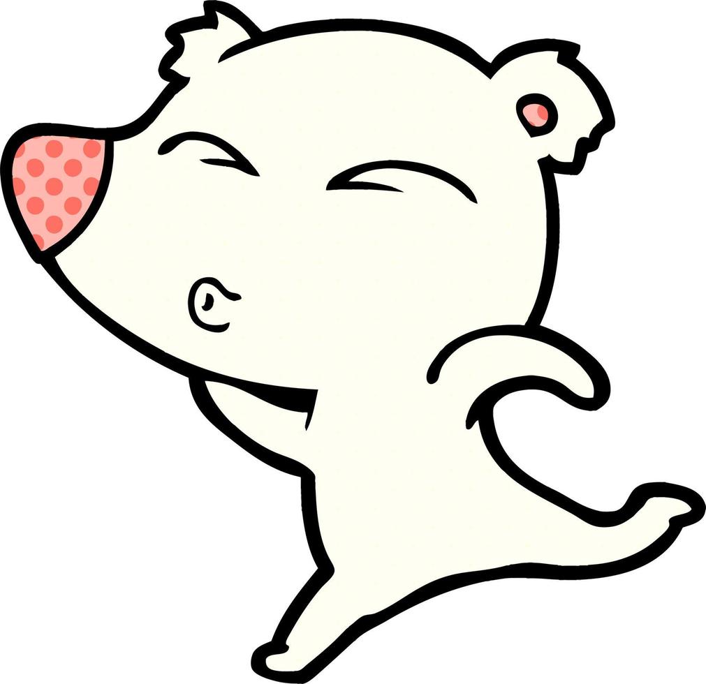 cartoon whistling polar bear vector