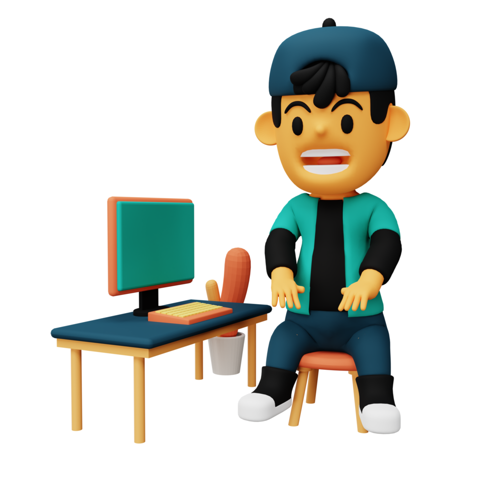 3d work with computer png