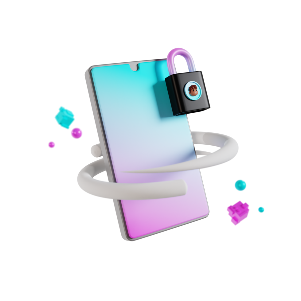 3d face lock illustration png