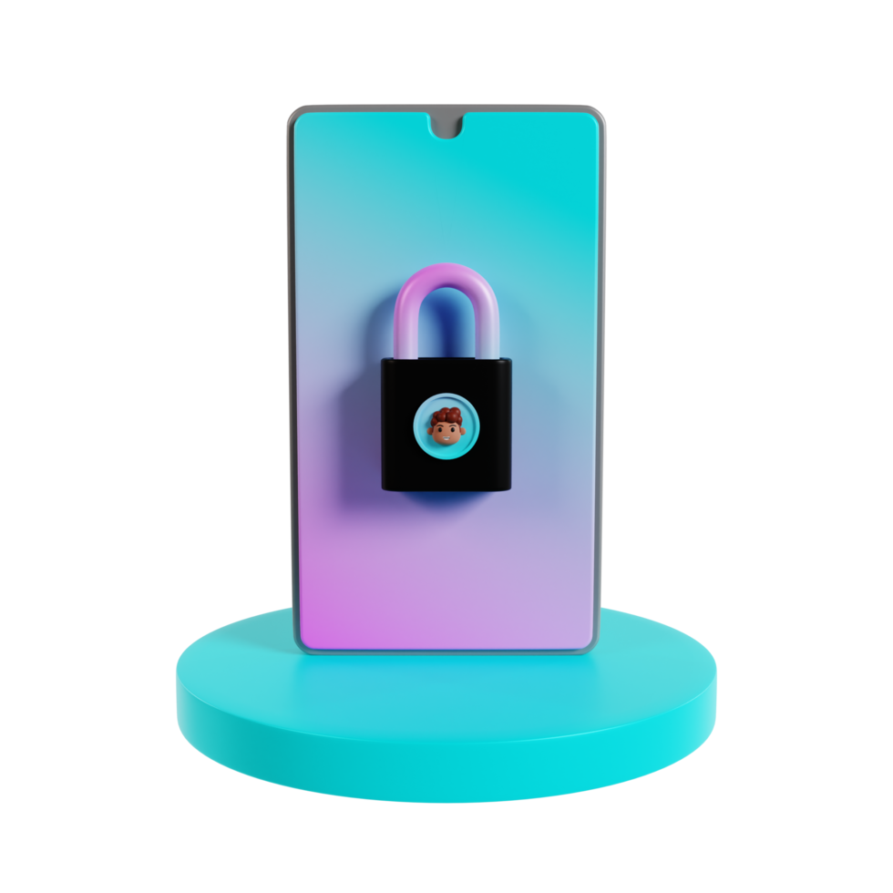 3d face lock illustration png