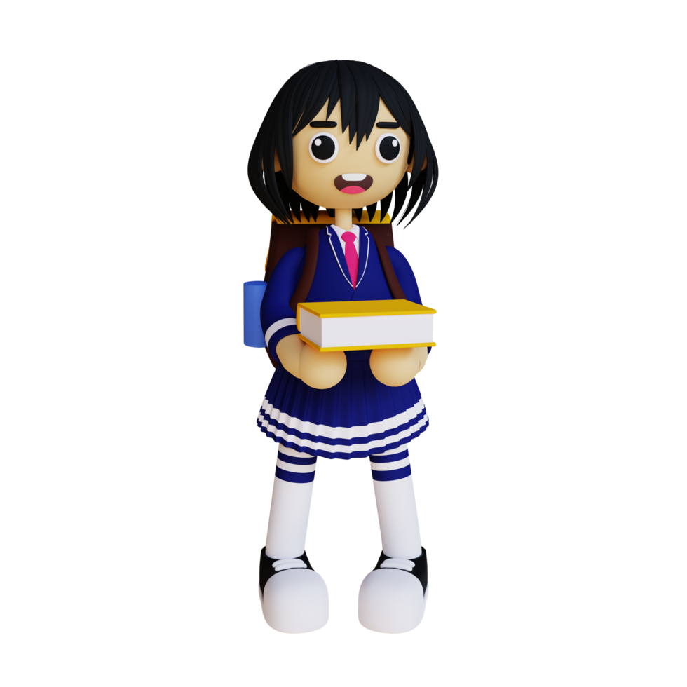 3d female student png