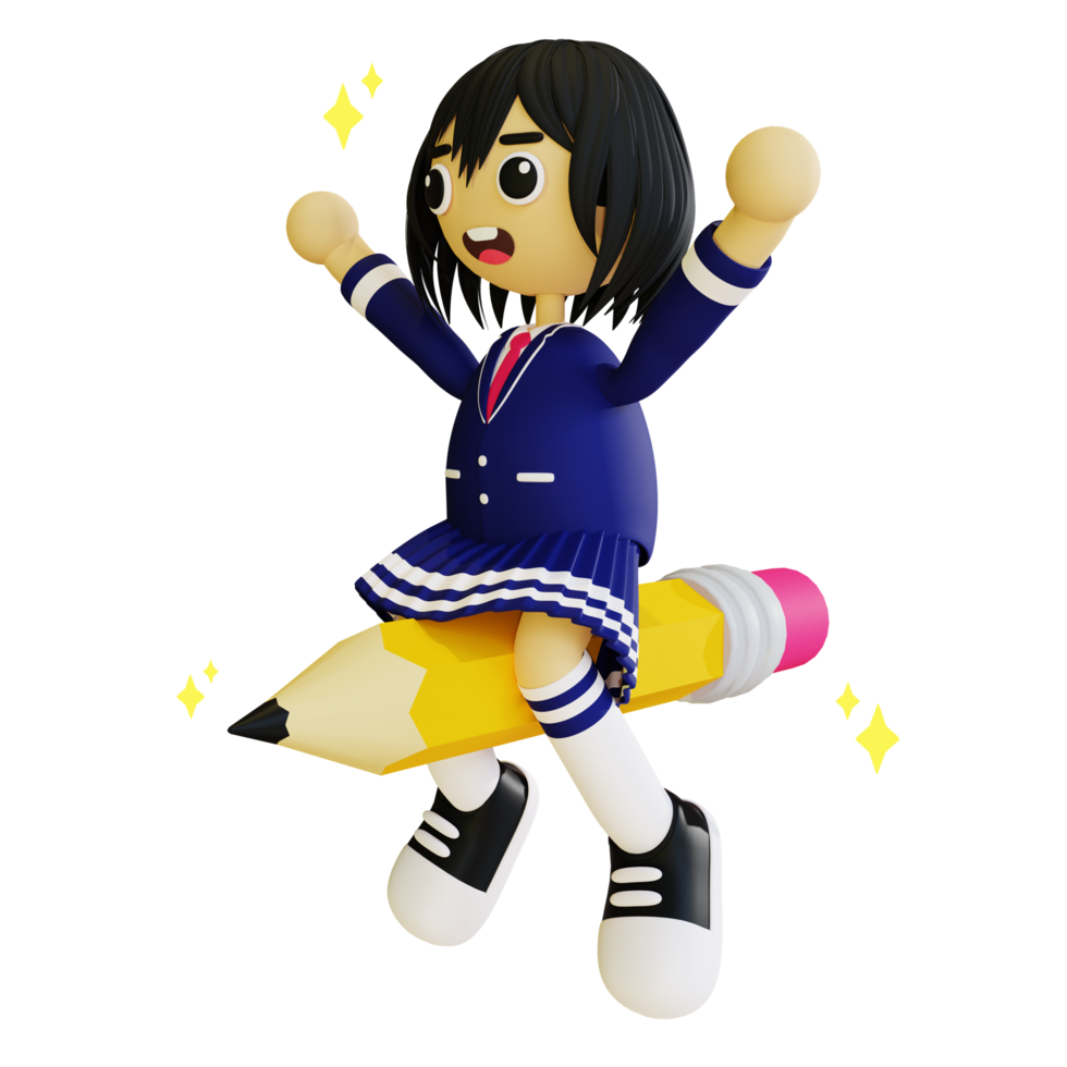 3d student holding pencil png