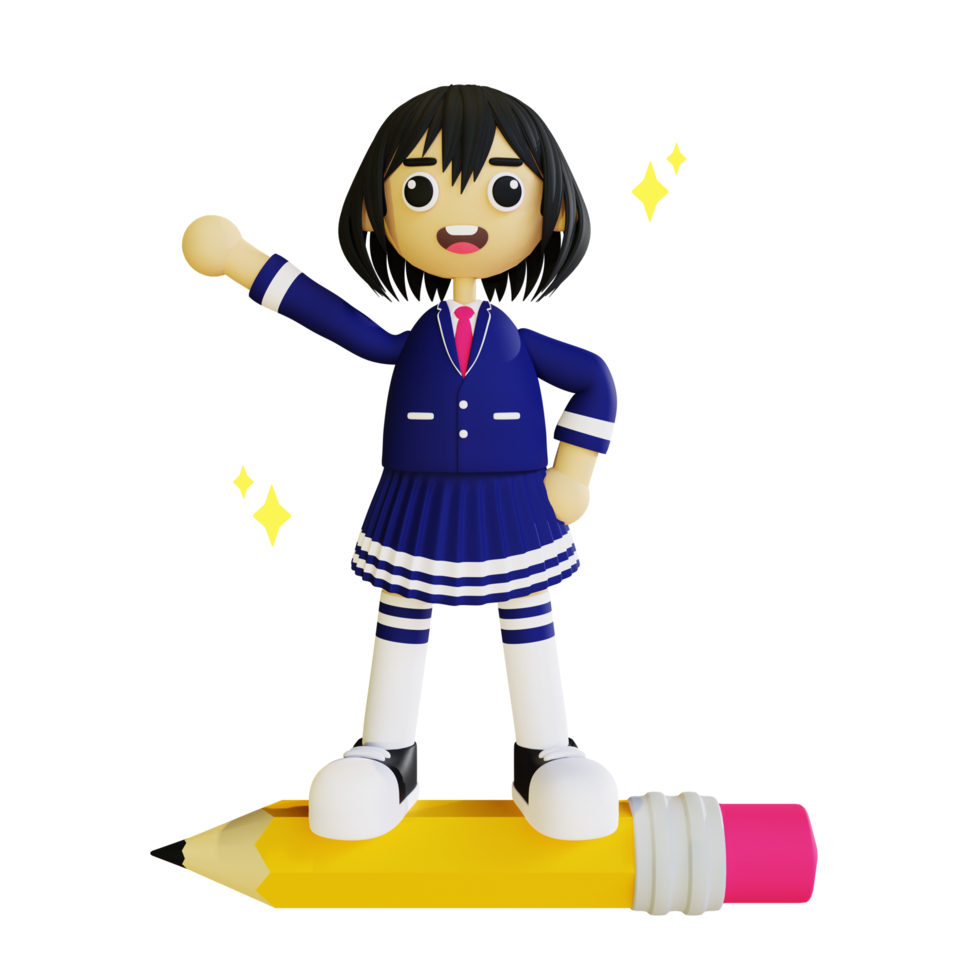 3d student holding pencil png