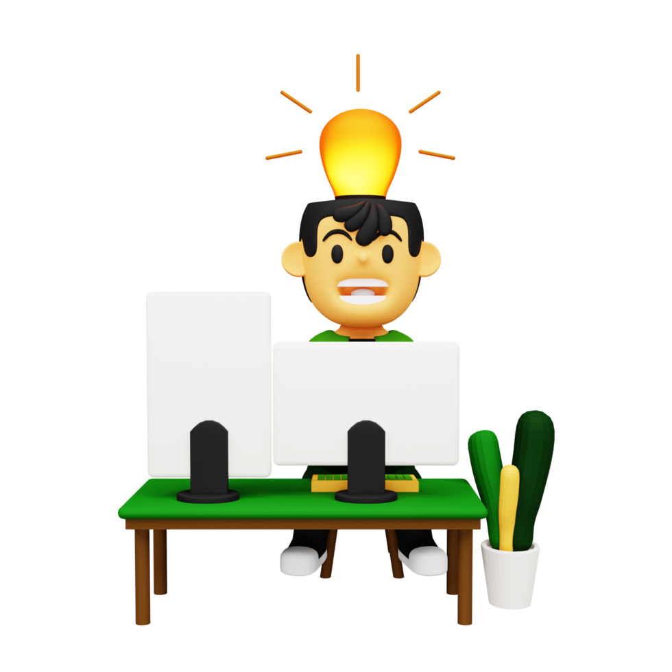 3d work with computer png