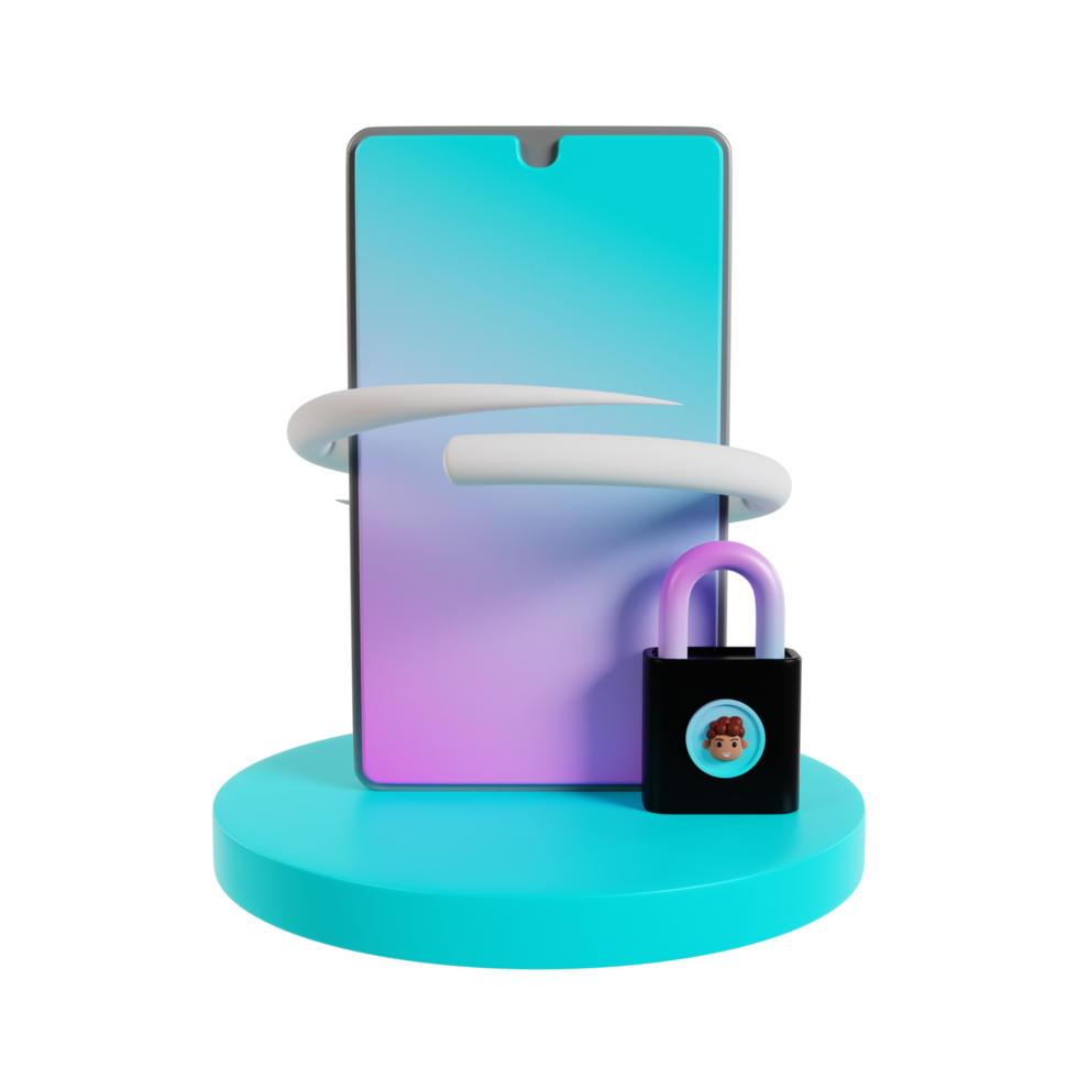 3d face lock illustration png