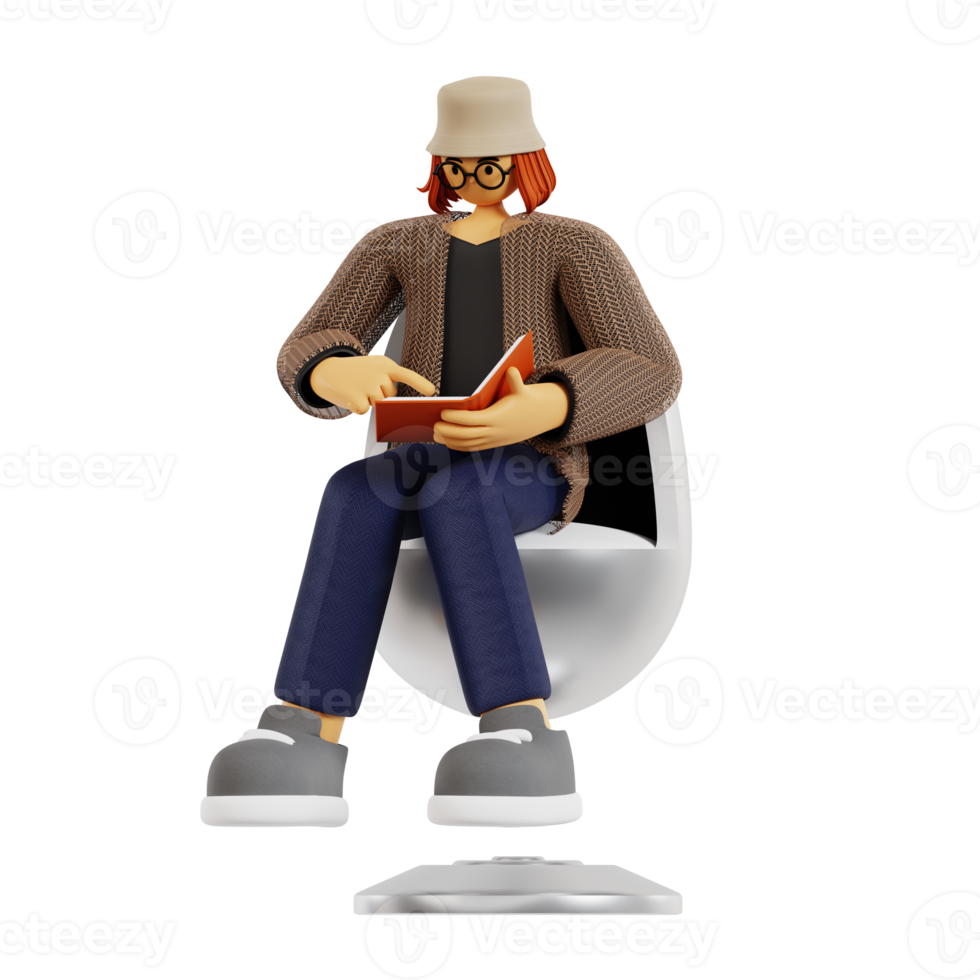 3d Teacher Reading Book png