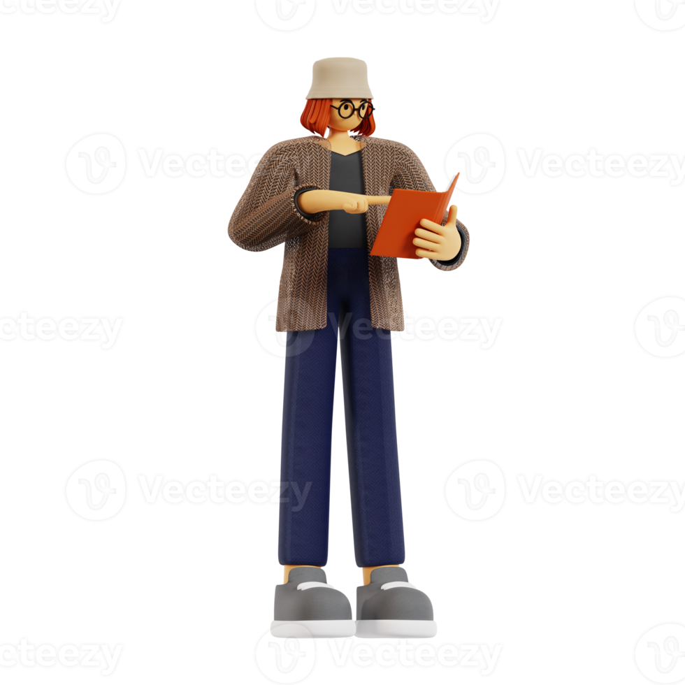 3d Teacher Reading Book png