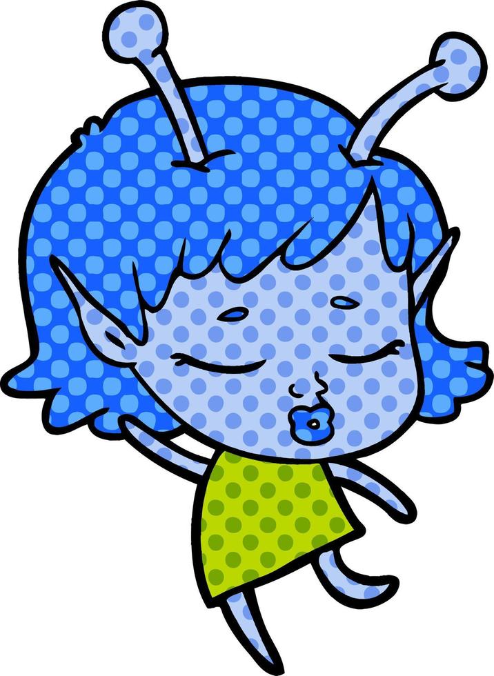 cute alien girl cartoon vector