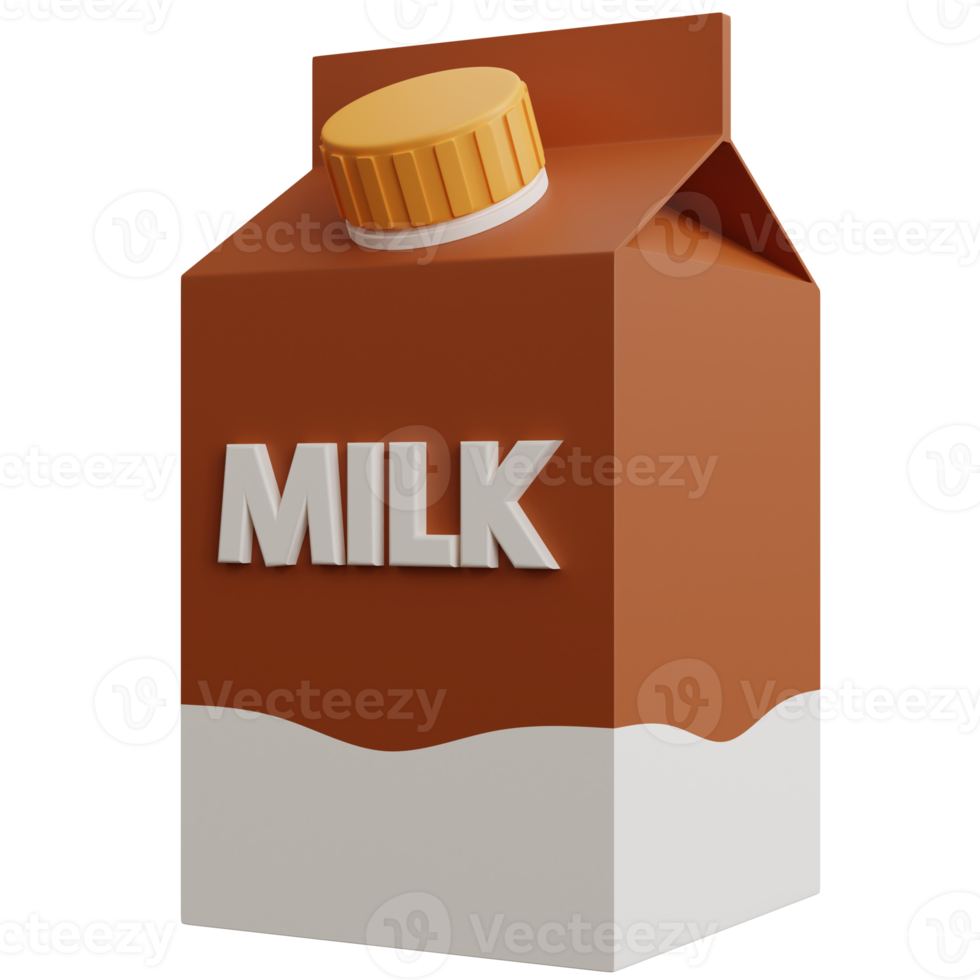 3d rendering chocolate milk box isolated png