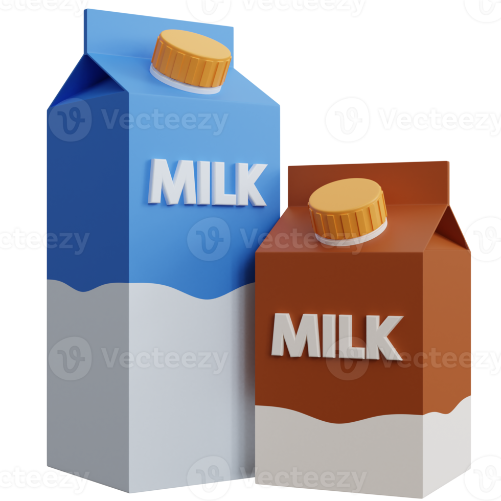 3d renderen twee melk dozen geïsoleerd png