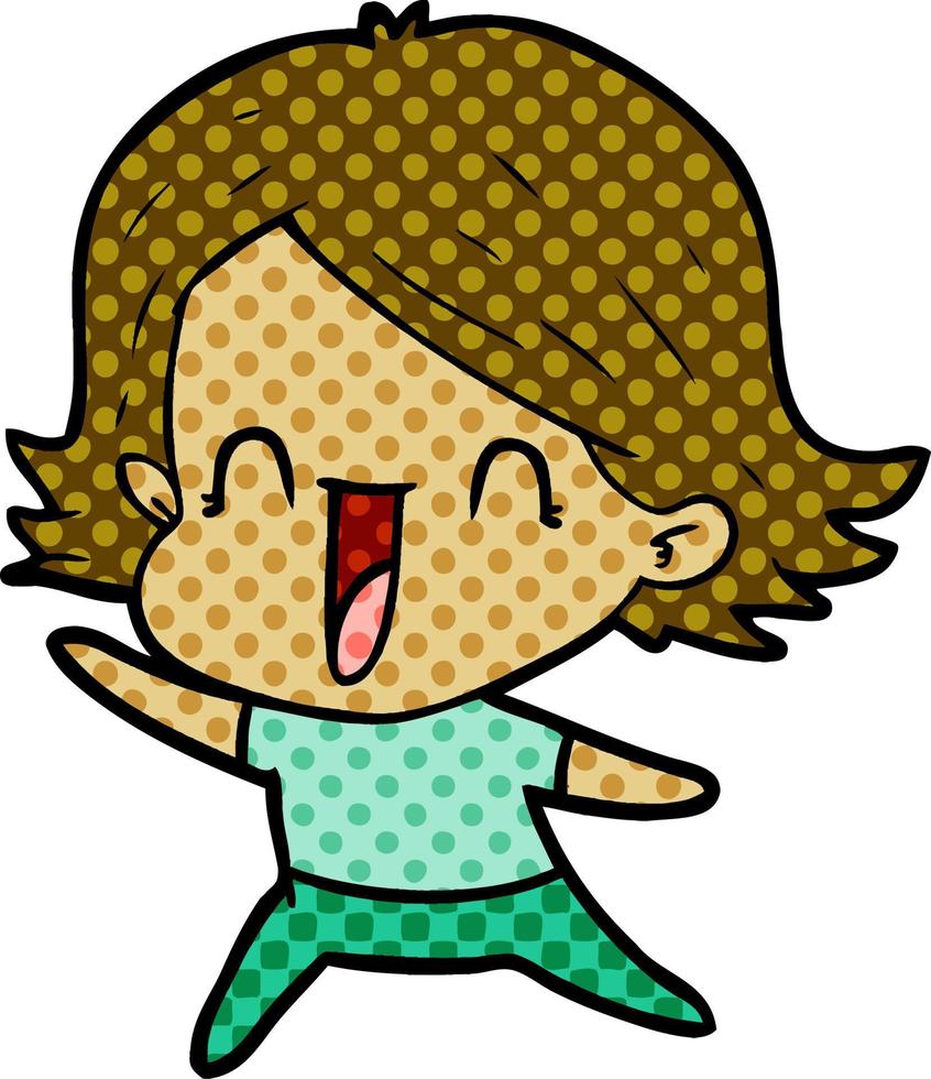 cartoon happy woman vector