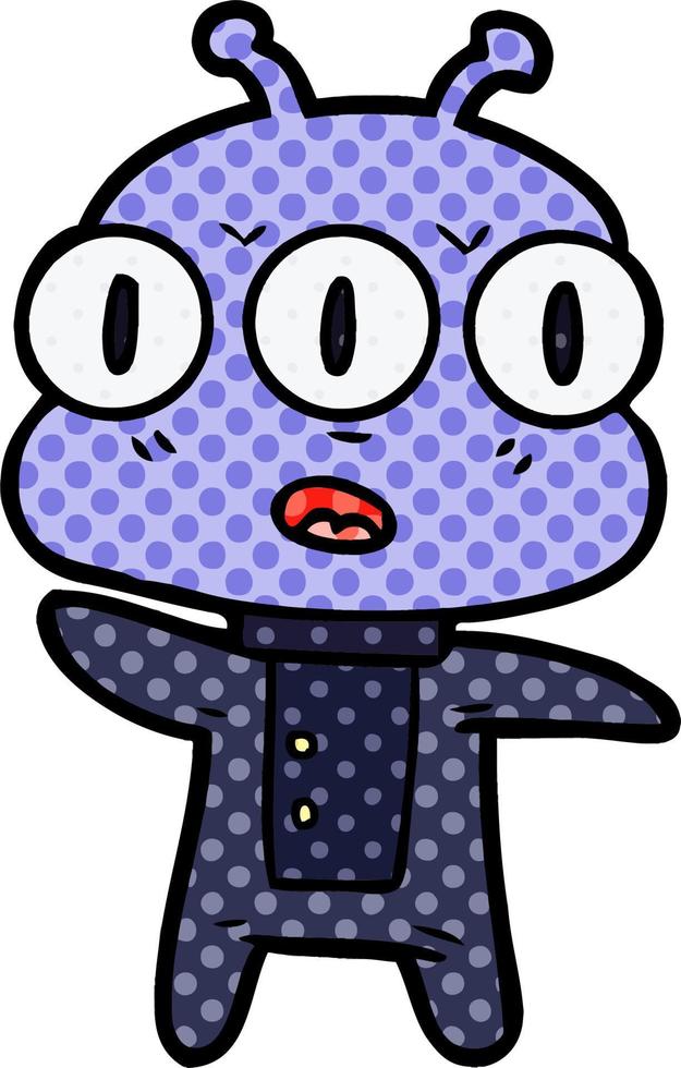 cartoon three eyed alien vector