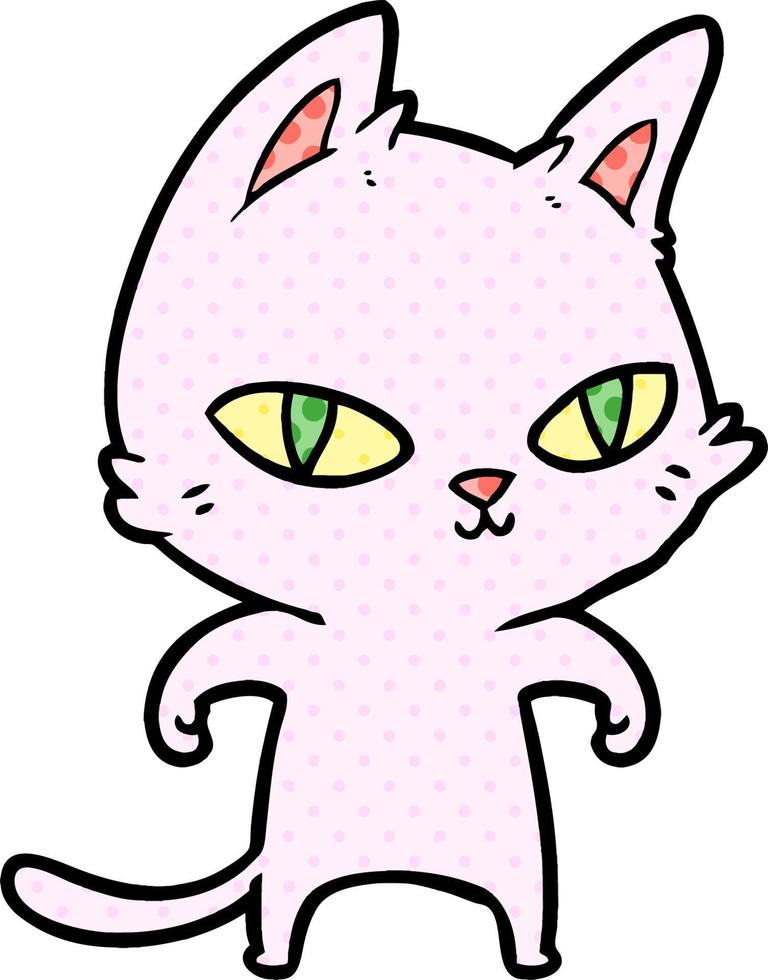 cartoon cat with bright eyes vector