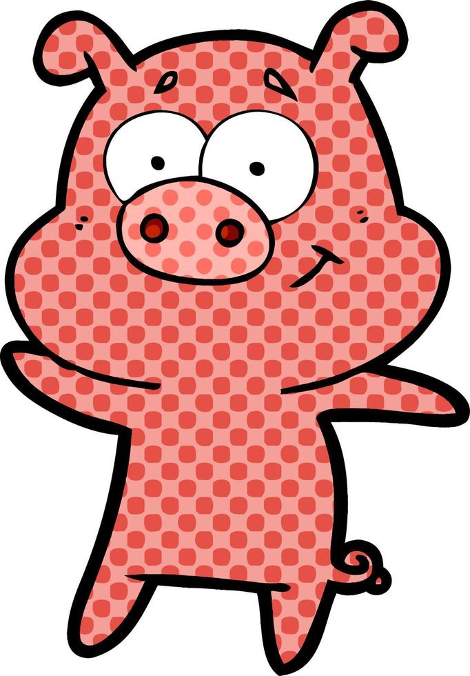 happy cartoon pig vector