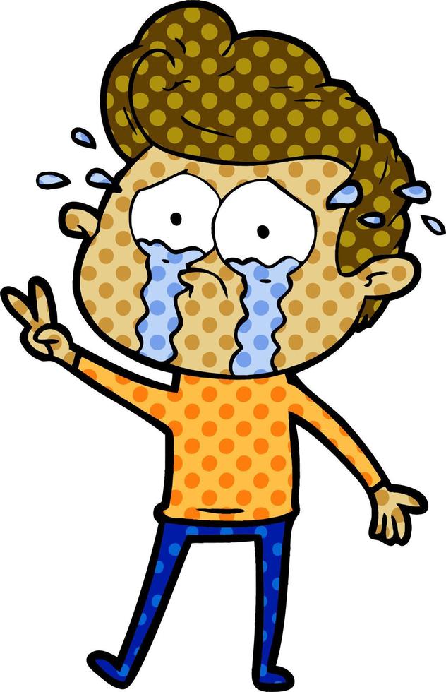 hombre llorando de dibujos animados vector