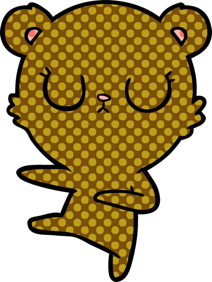 peaceful cartoon bear cub vector