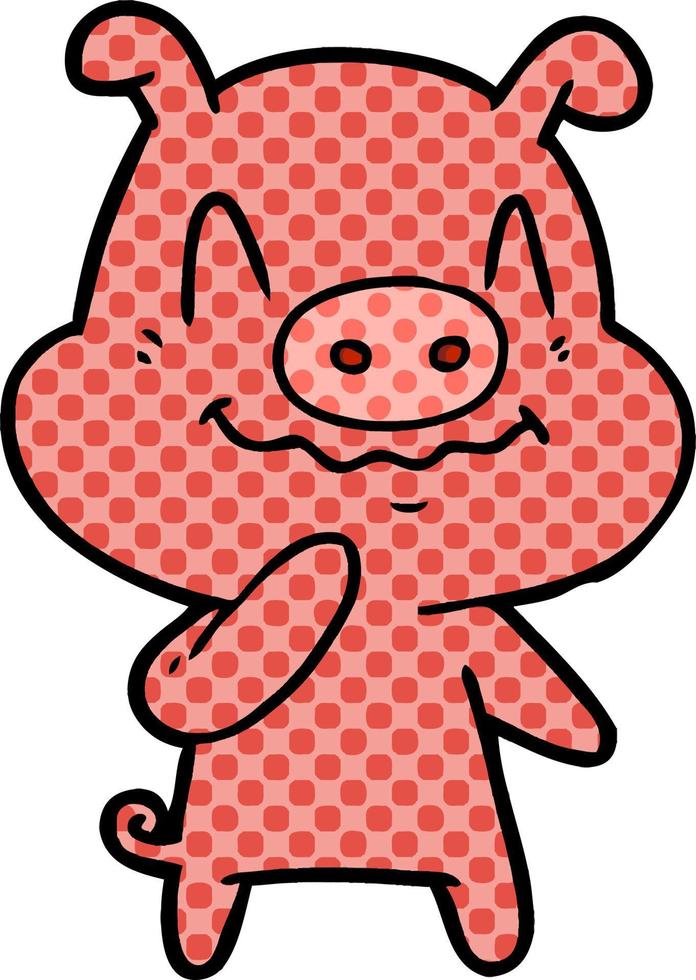 nervous cartoon pig vector