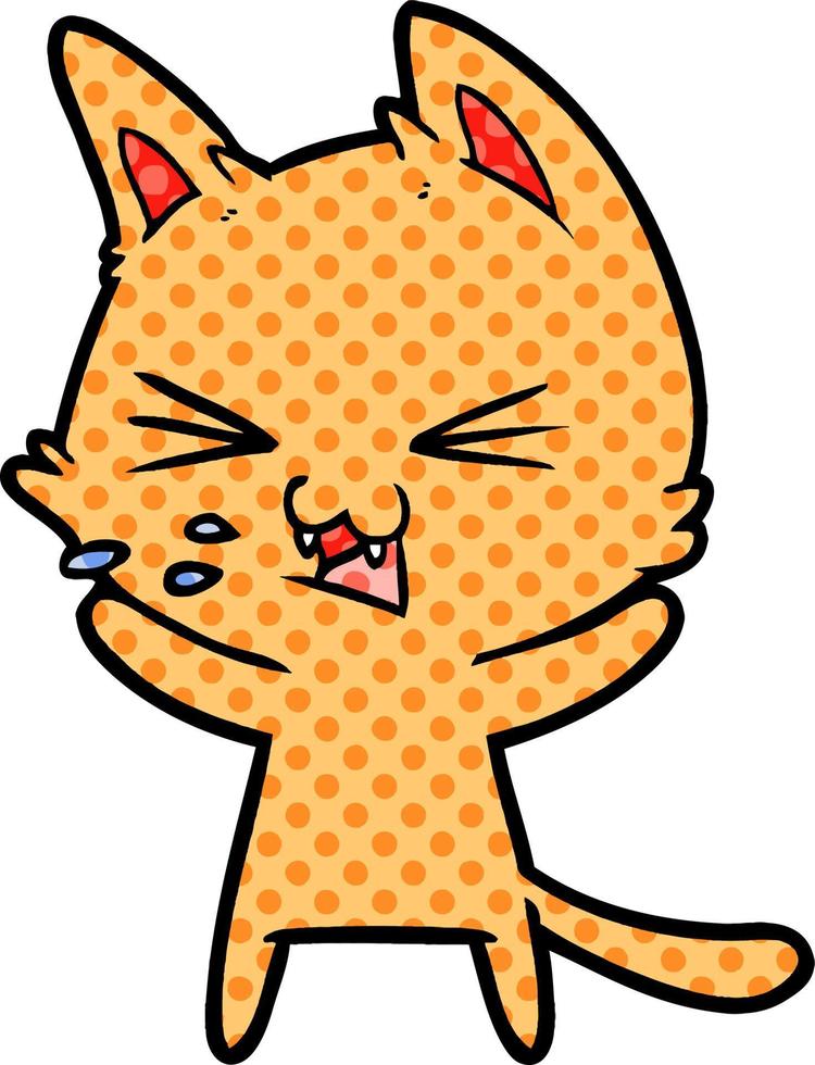 cartoon cat hissing vector