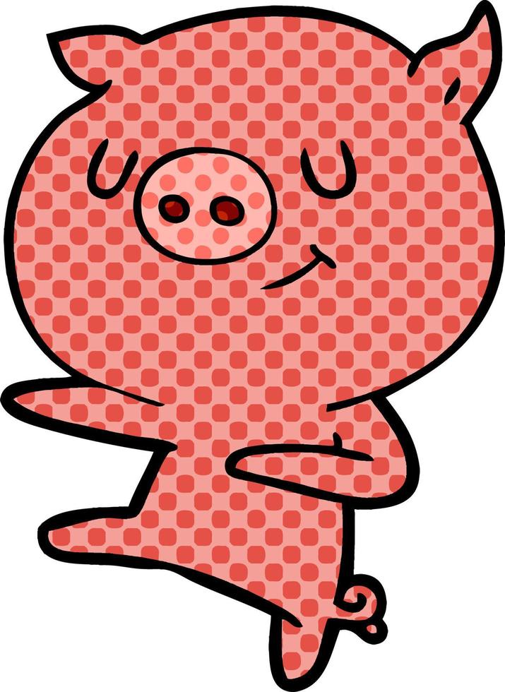 happy cartoon pig dancing vector