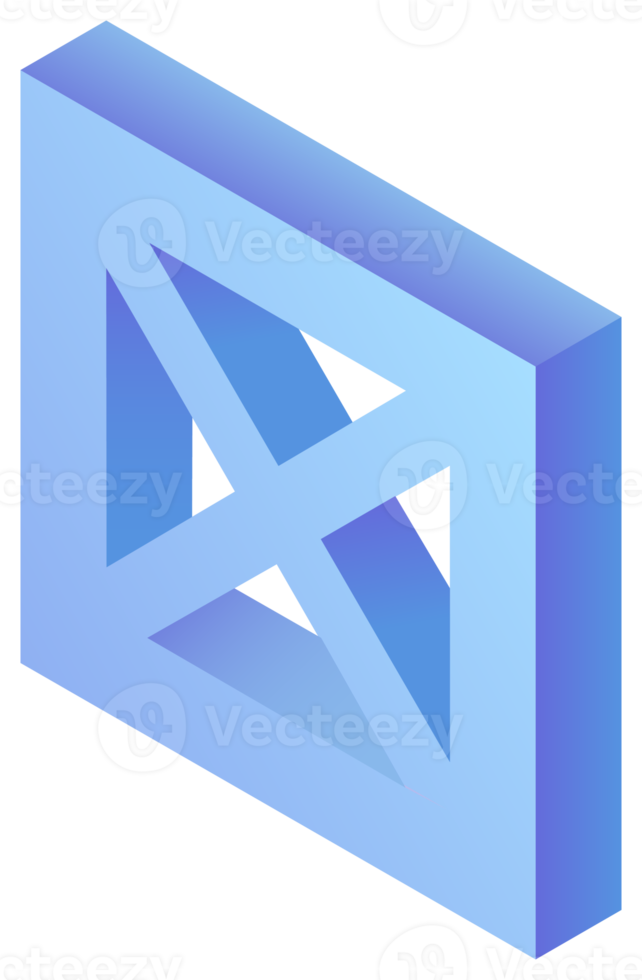 3D geometric shape, geometric design element. PNG with transparent background