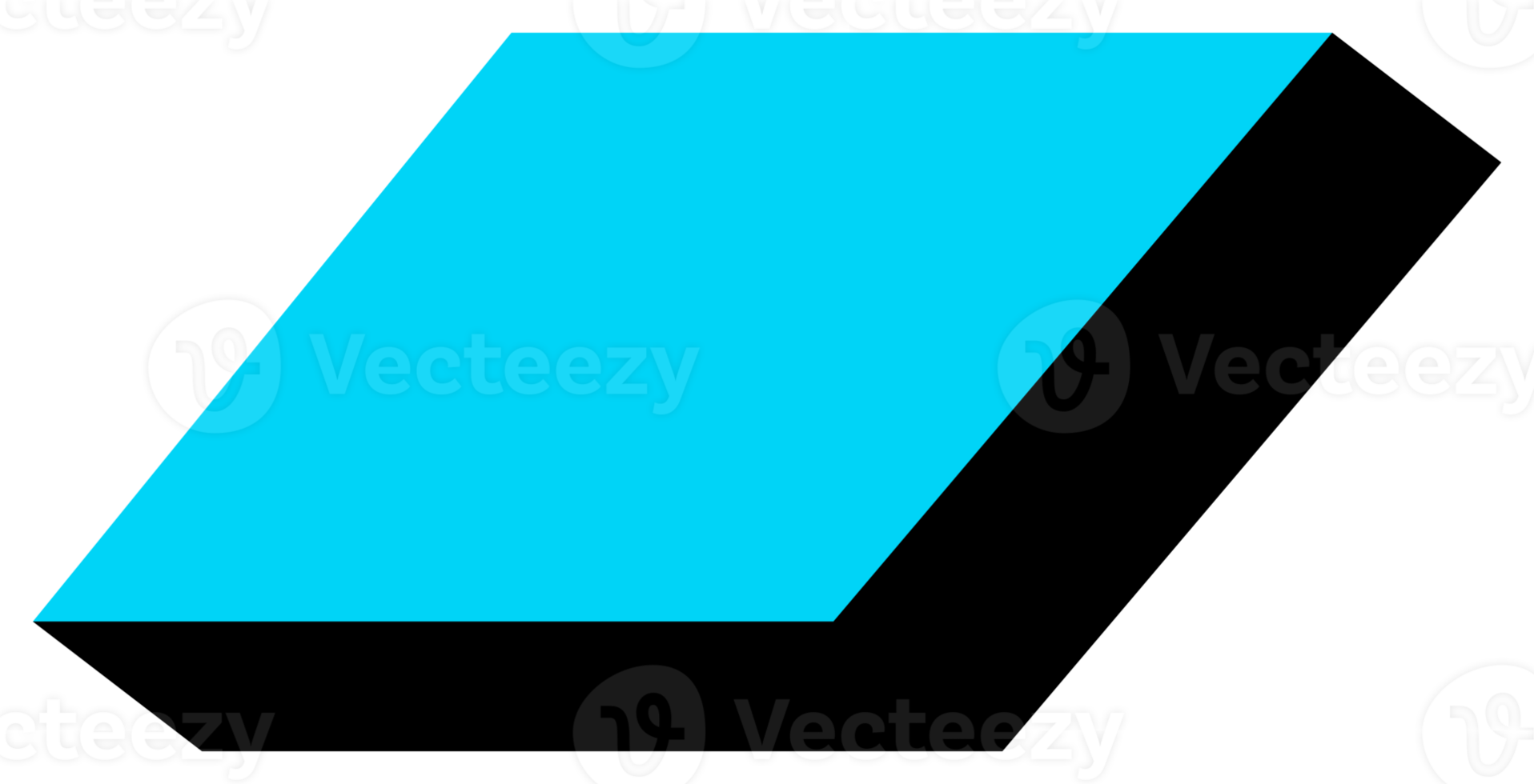 Geometric object in black and blue colors. PNG with transparent background